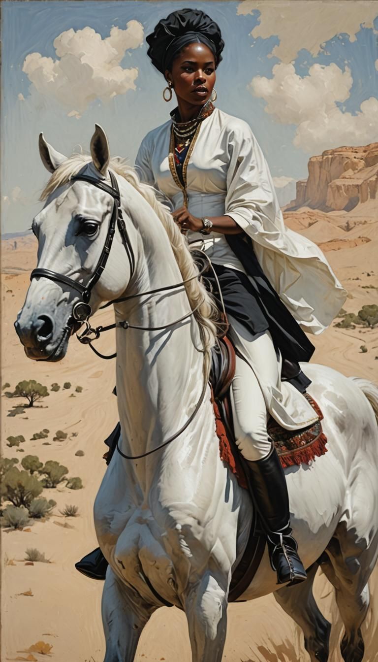 Woman on Horse in Style of Oil Painting