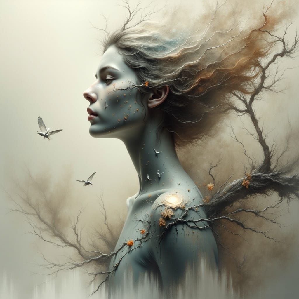 Ethereal Landscape with Muted Colors as Dreamlike Art