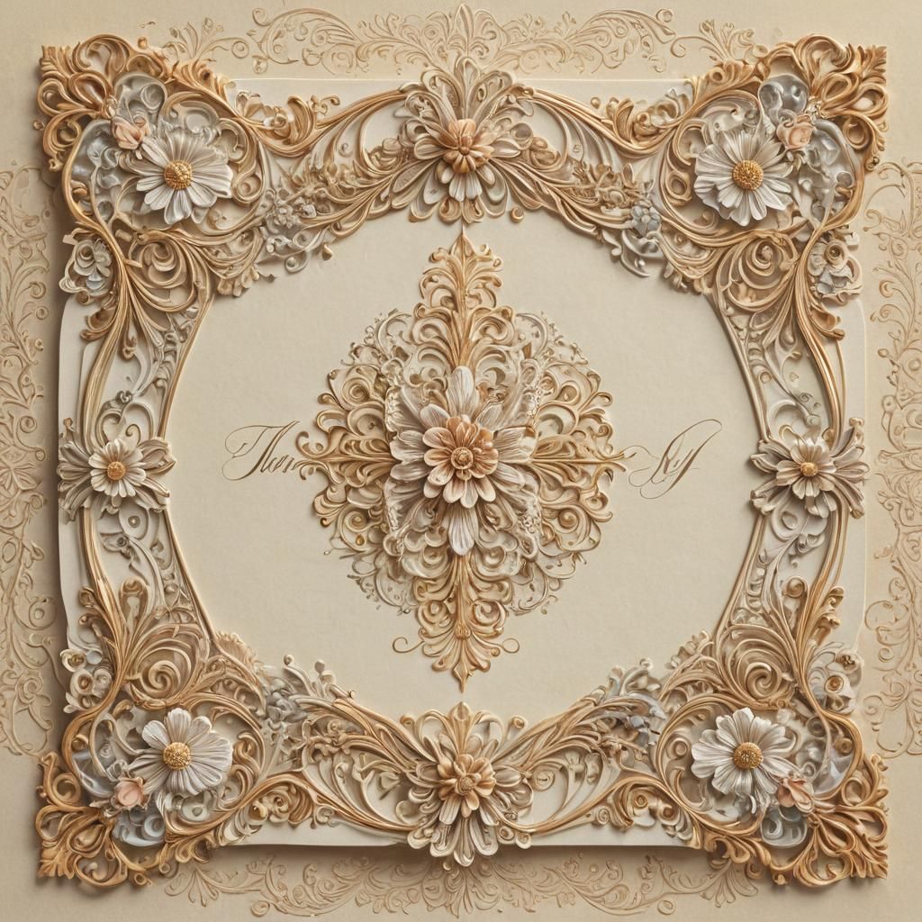 Ornate Calligraphy Journal Card with Floral Swirls