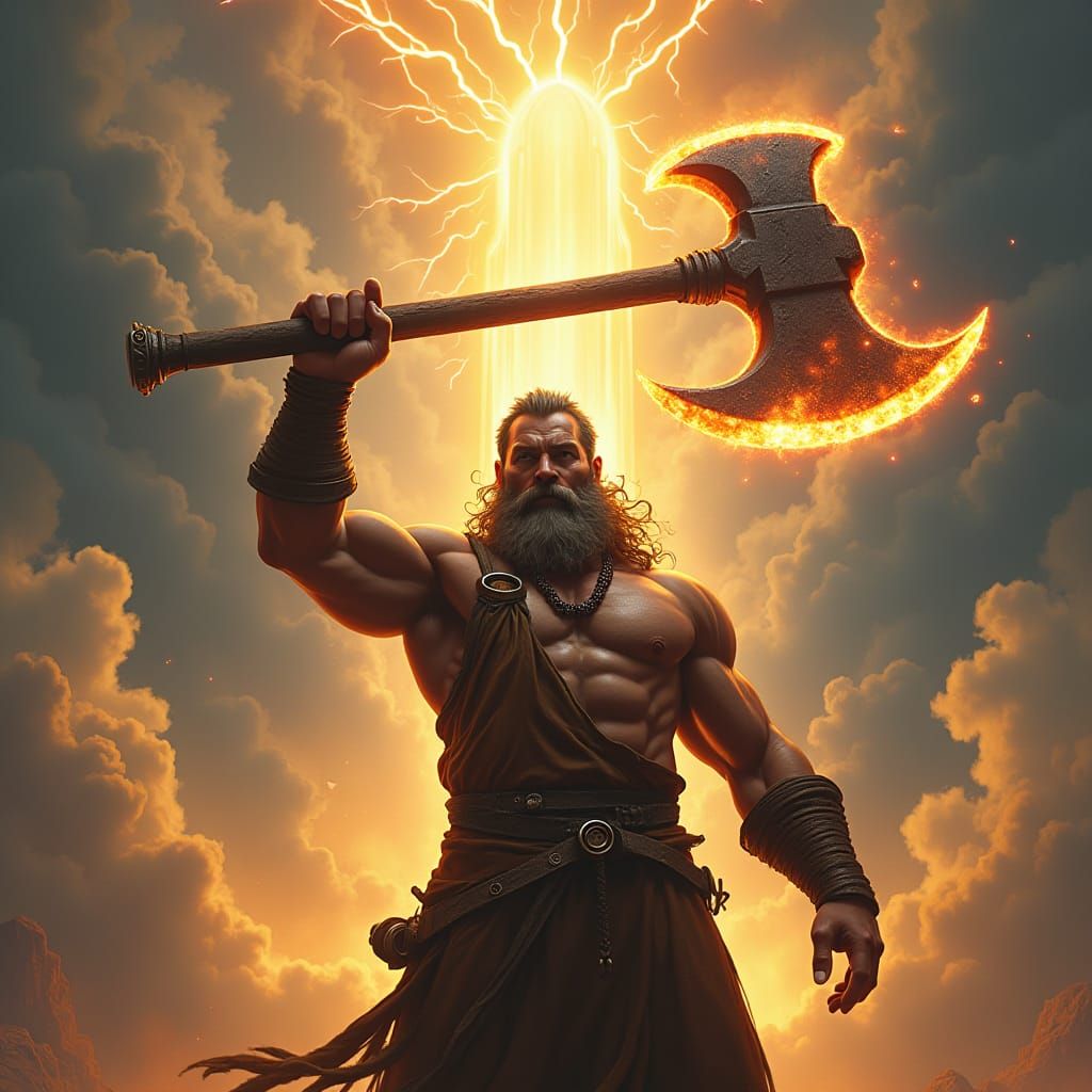 Hefesto, the god of blacksmiths, a strong and muscular figur...