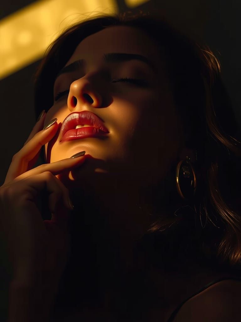 Moody Vogue Model Portrait in Golden Ambient Light