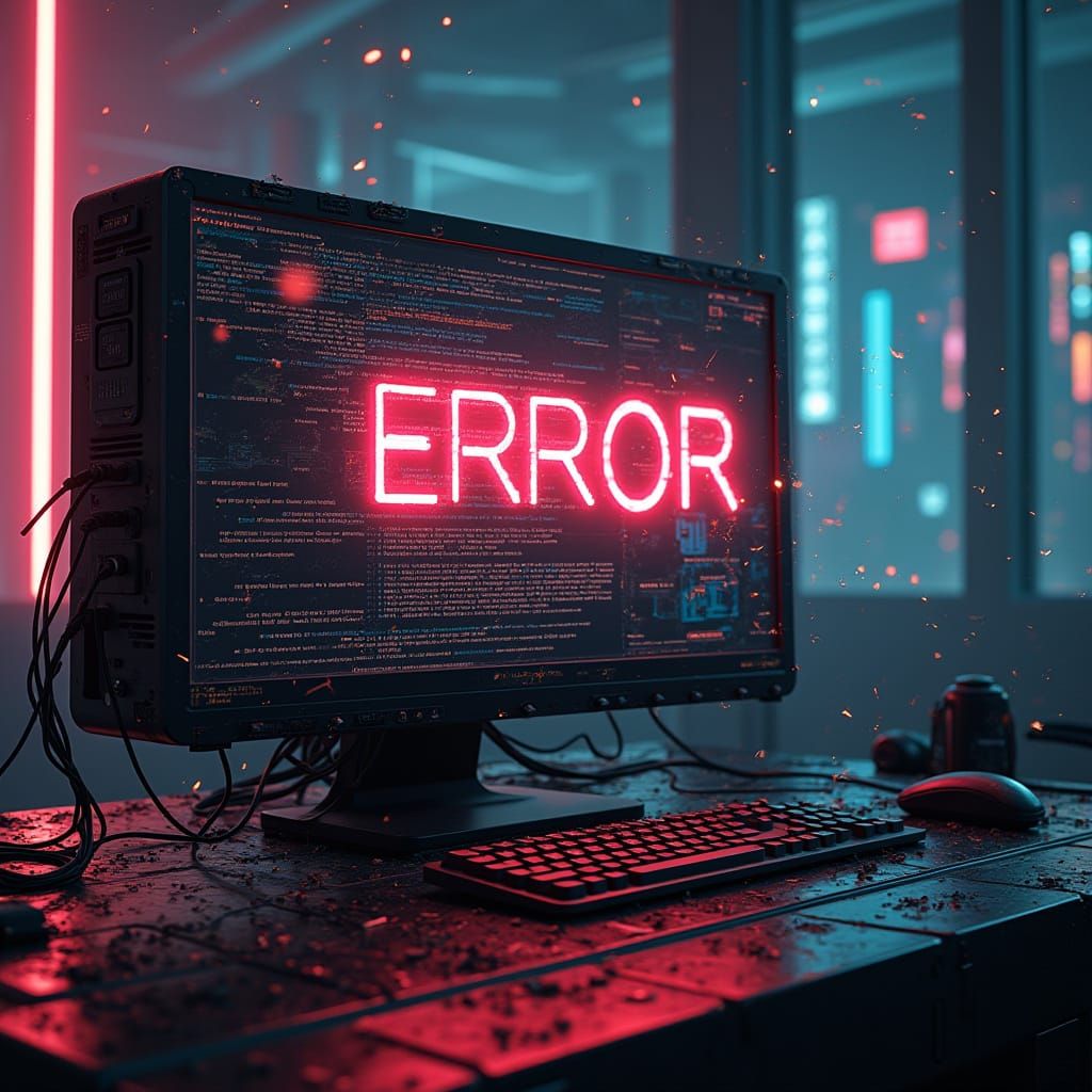 Glitching Future Error in Neon Dystopia
