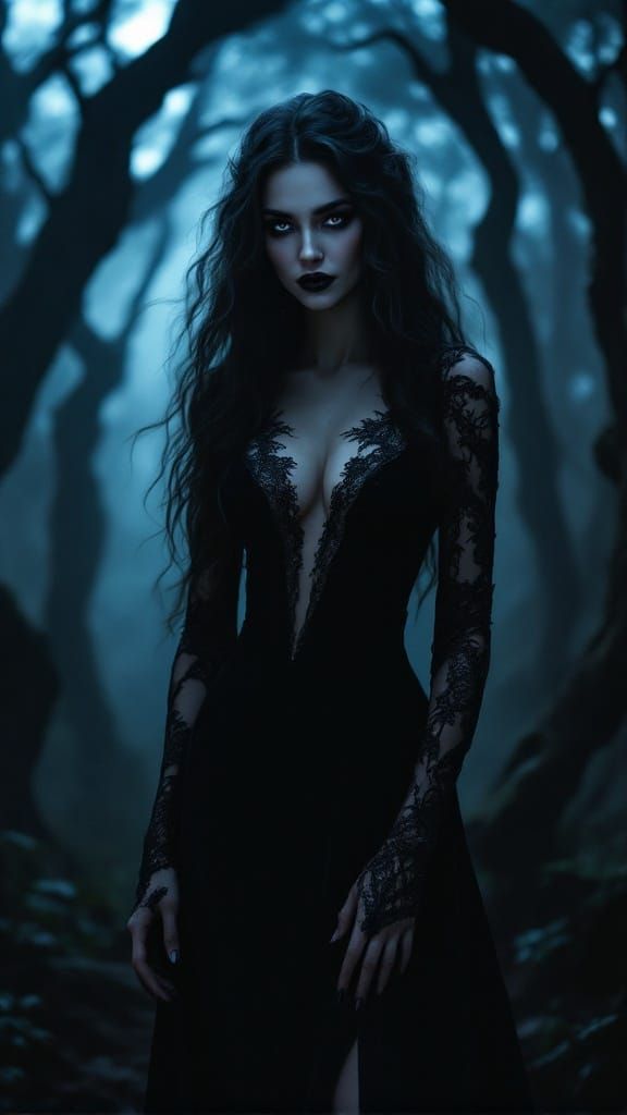 Enigmatic Sorceress in Ancient Twilight Forest