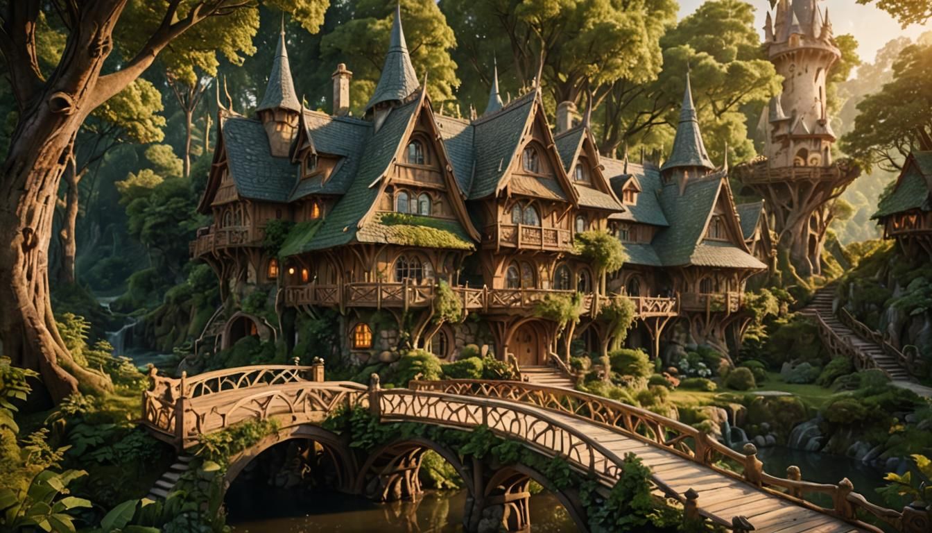 Elven Cottage in Lush Forest: Fantasy Architecture