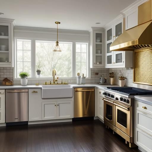 Elegant Gold Kitchen with Bokeh Lighting