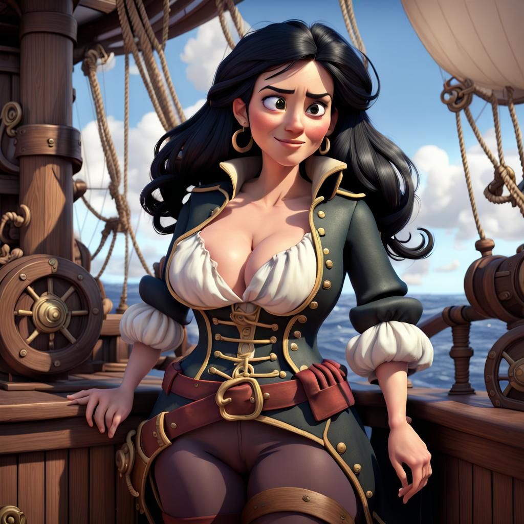 Pirate Captain with Bloated Stomach: Pixar Style