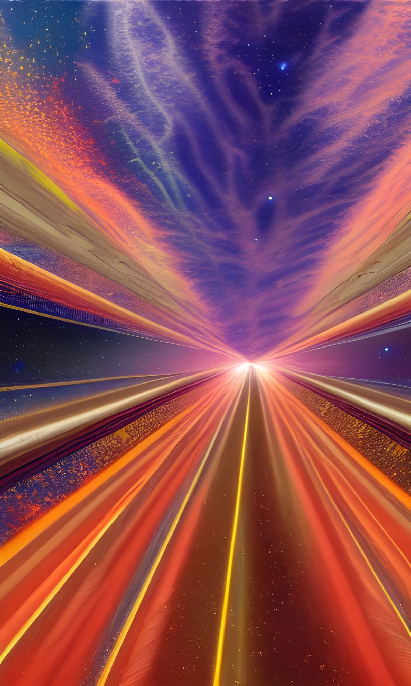 Cosmic Interstate Highway with Volumetric Lighting