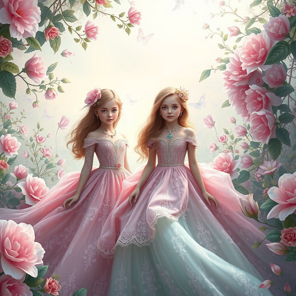 Ethereal Girls in Gowns: Dreamlike Digital Art