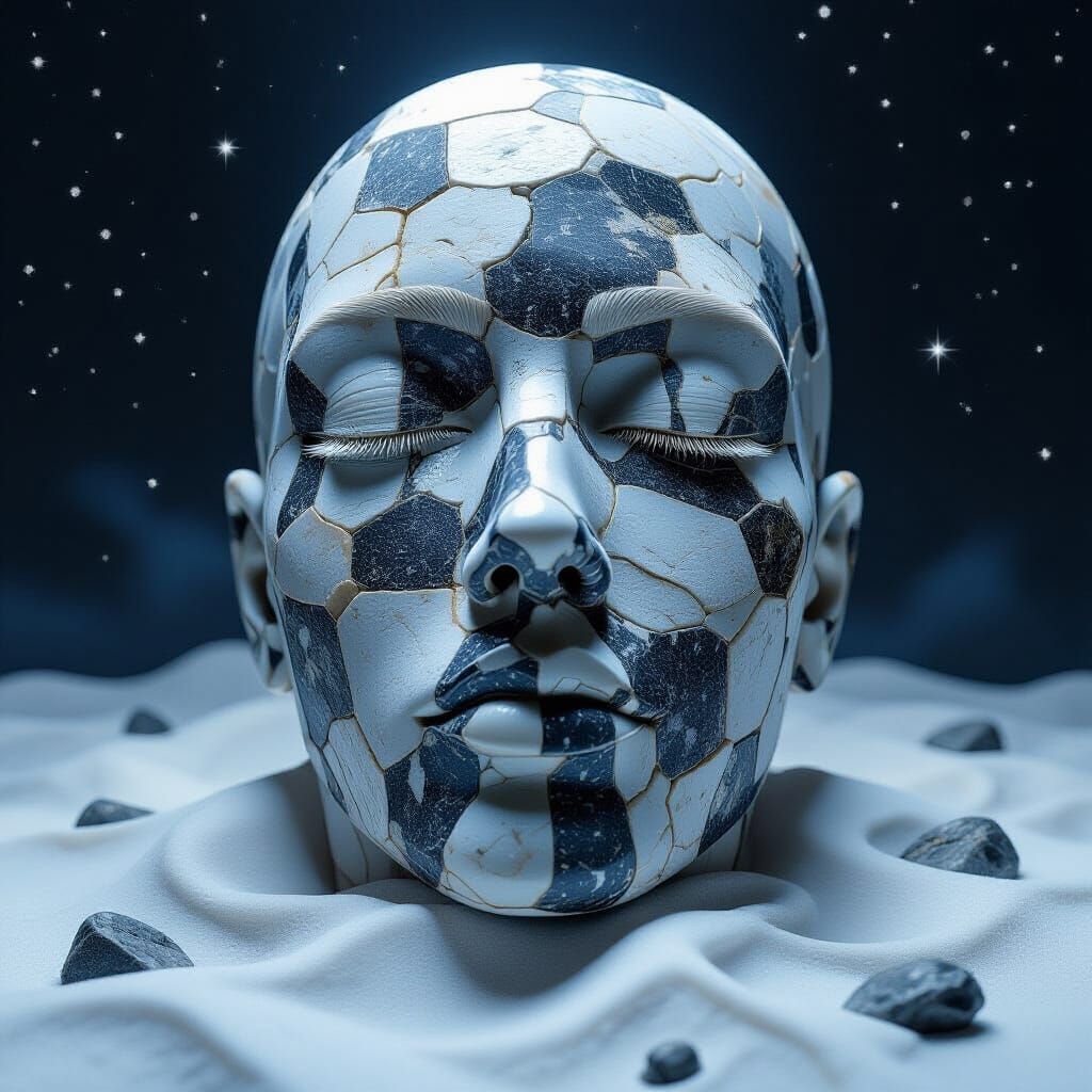 Surreal Rock Face Mosaic in Earth Art Style