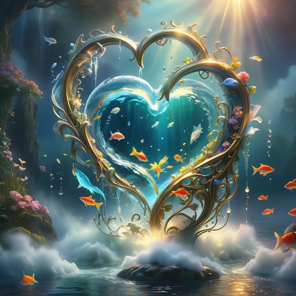 Weeping Heart in Dreamlike Landscape: Digital Art