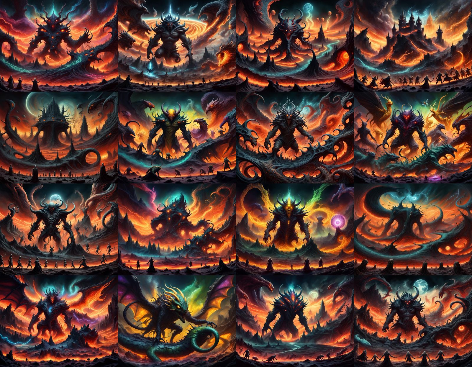 Supernatural War in Hyper-Realistic Dark Fantasy Landscape