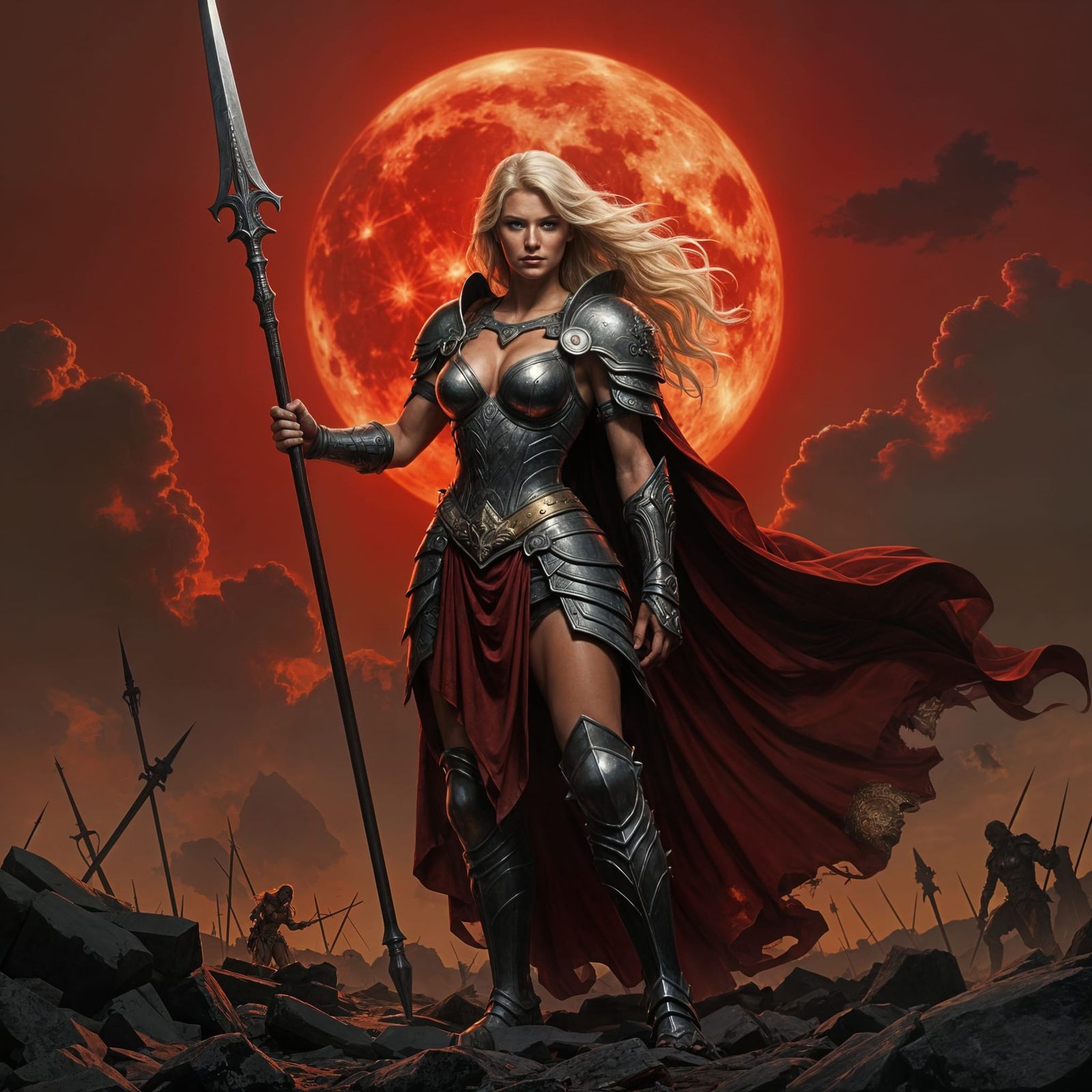 Hyperrealistic Valkyrie Warrior on Battlefield