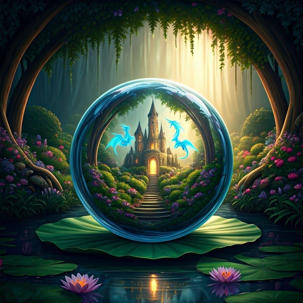 Crystal Globe Radiates Prismatic Colors in Enchanted Fairy G...