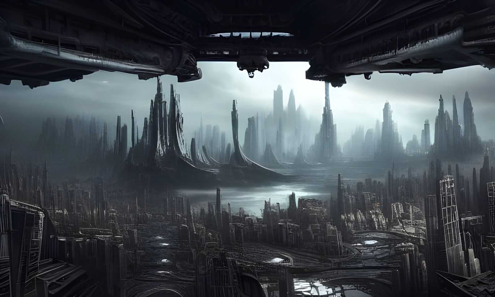 Post-Apocalyptic Sci-Fi Cityscape in Detailed Matte Painting