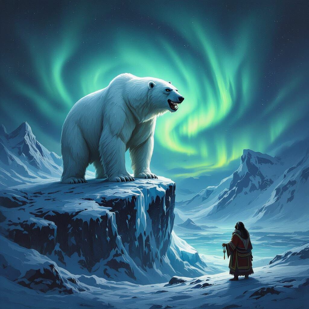 Tuunbaq: Polar Bear Spirit in Oil Painting