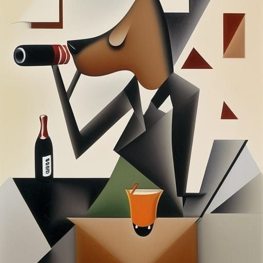 Sad dog smoking a cigar and drinking coctail

Pencil sketch. abstract cubism Euclidean Georgy Kurasov Albert Gleizes sur...
