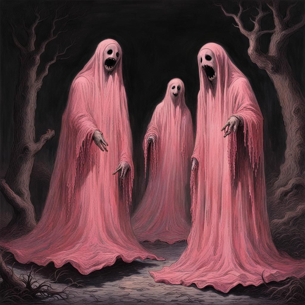 Pink Sparkle Ghosts in Darkness: Gothic Horror