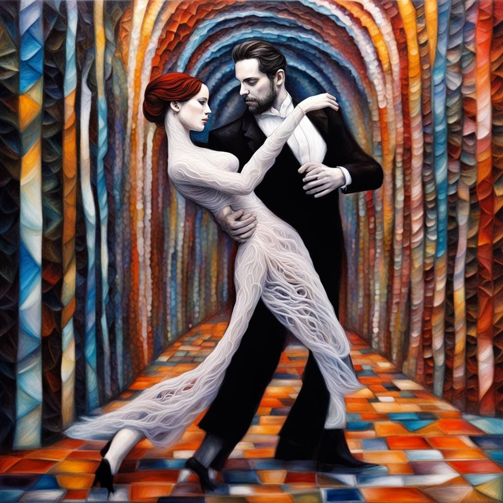 Tango Dancers in Buenos Aires: An Impasto Painting