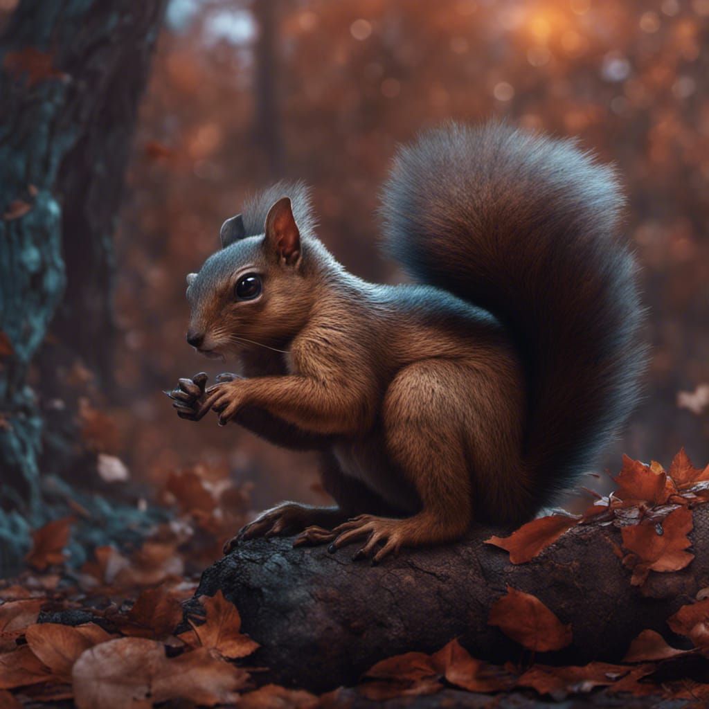 Eddie Munson Rides a Squirrel: Detailed Fantasy Art