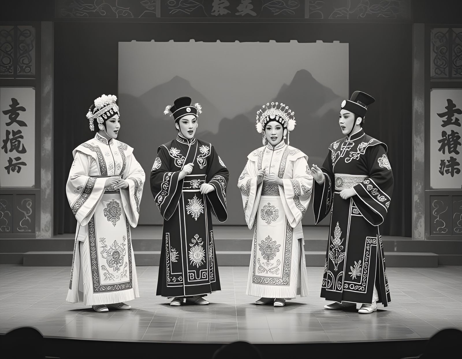 Cantonese Opera Performance on 1950s TV Show