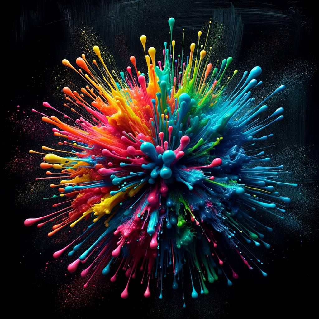 Vibrant Multicolored Slime Bursts on Black Background