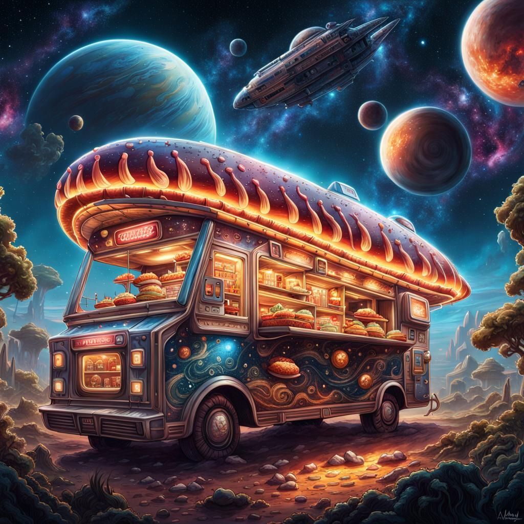 Epic Sci-Fi Hotdog Spaceship Food Truck