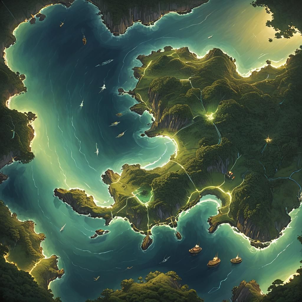 Glowing Atlantic Island Concept Art