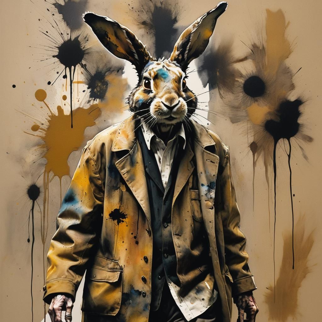 Ink Man Collage: Abstract Expressionism with Chiaroscuro