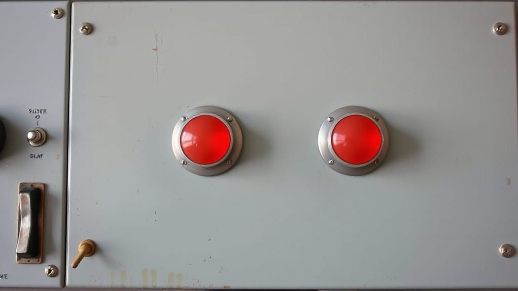 Vintage Metal Console with Lighted Red Buttons