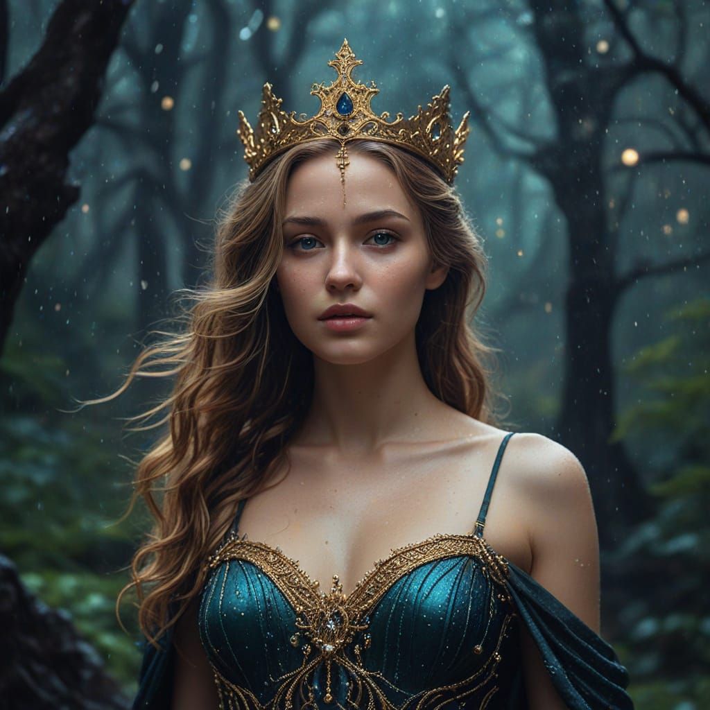 Ethereal Goddess in Dark Dystopian Ruin