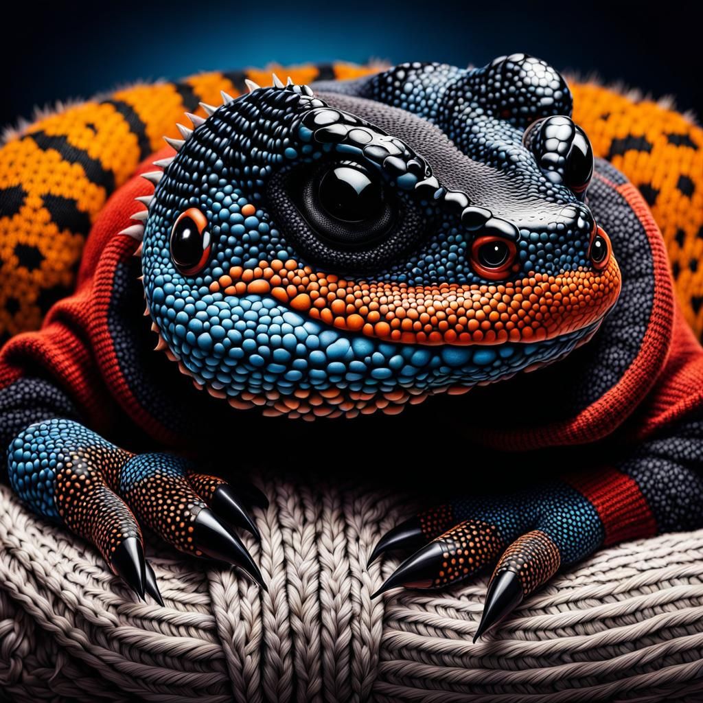 Gila Monster wearing a little sweater