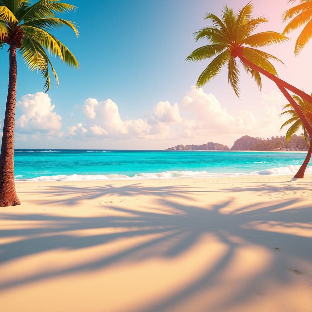 Vibrant Island Paradise in Fantasy Art Style