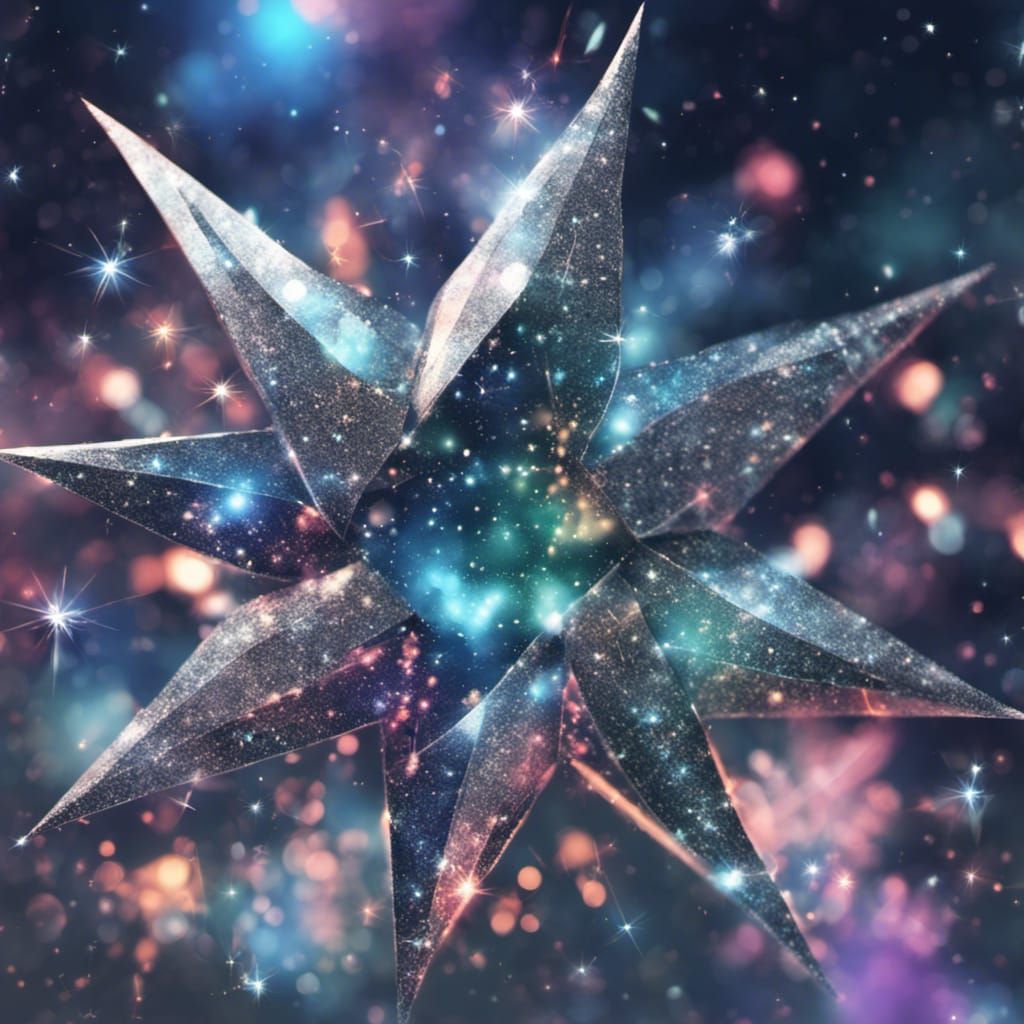 Holographic Glitter Stars in Macro Photography