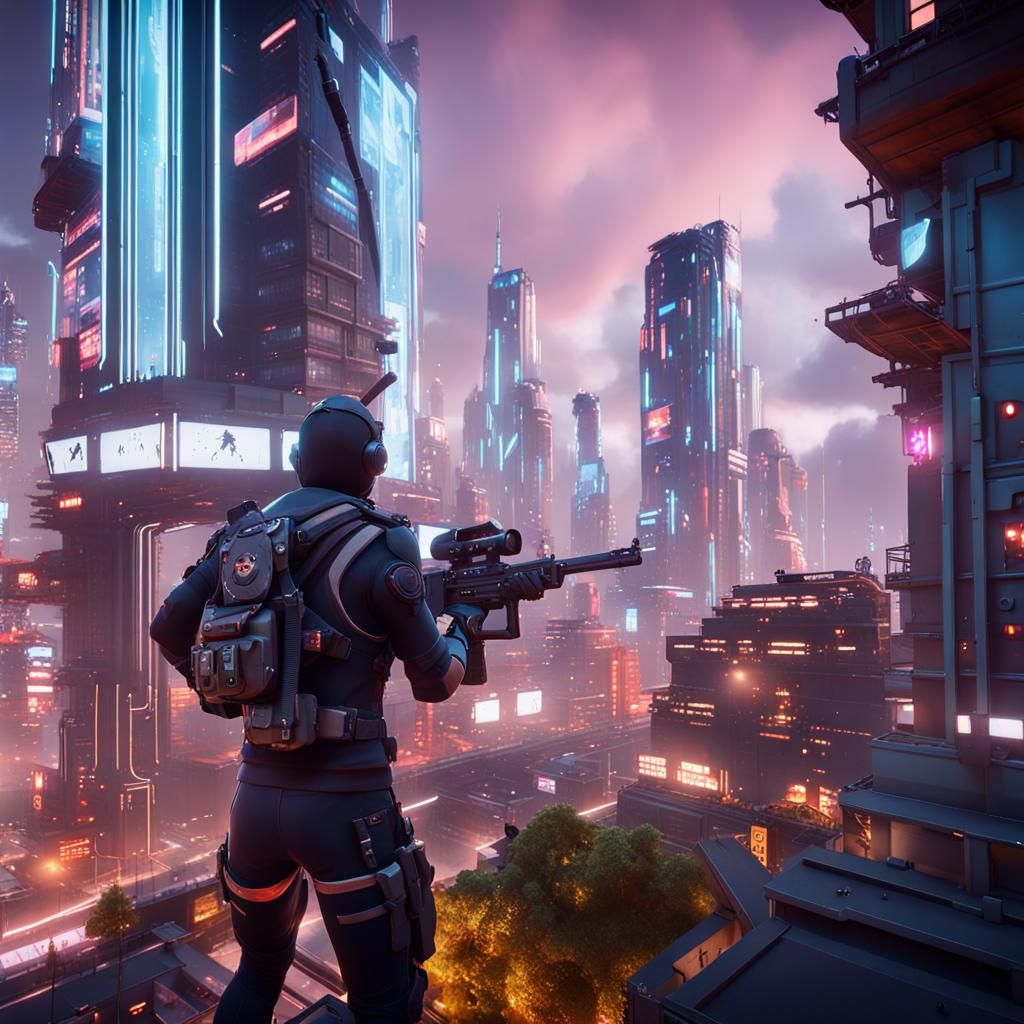 Anime Cyberpunk Battle Royale in Futuristic City