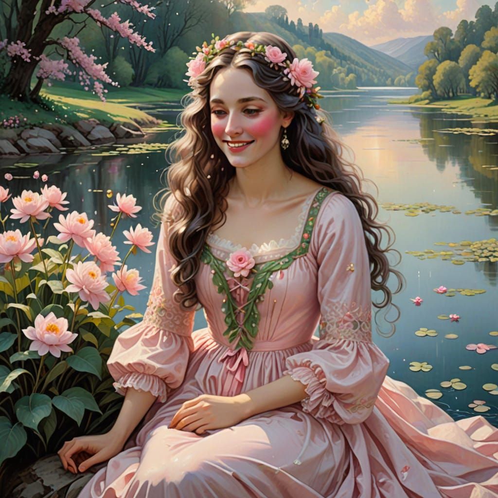 Whimsical Woman in Pastel Paradise