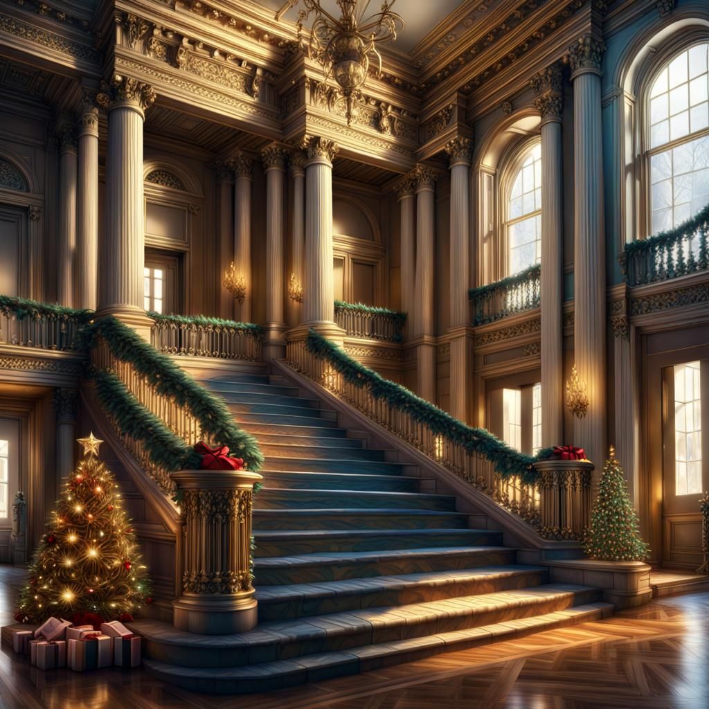 Christmas at Lynnewood Hall: Hyperrealistic Concept Art