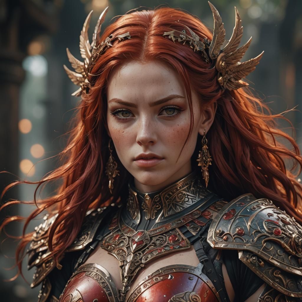 Red-Haired Warrior Woman in Detailed 3D