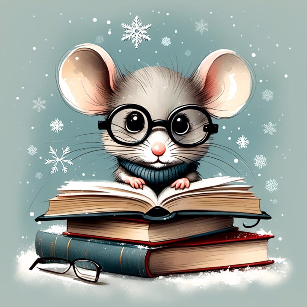 Mouse Reader in Snowy Sketch Style