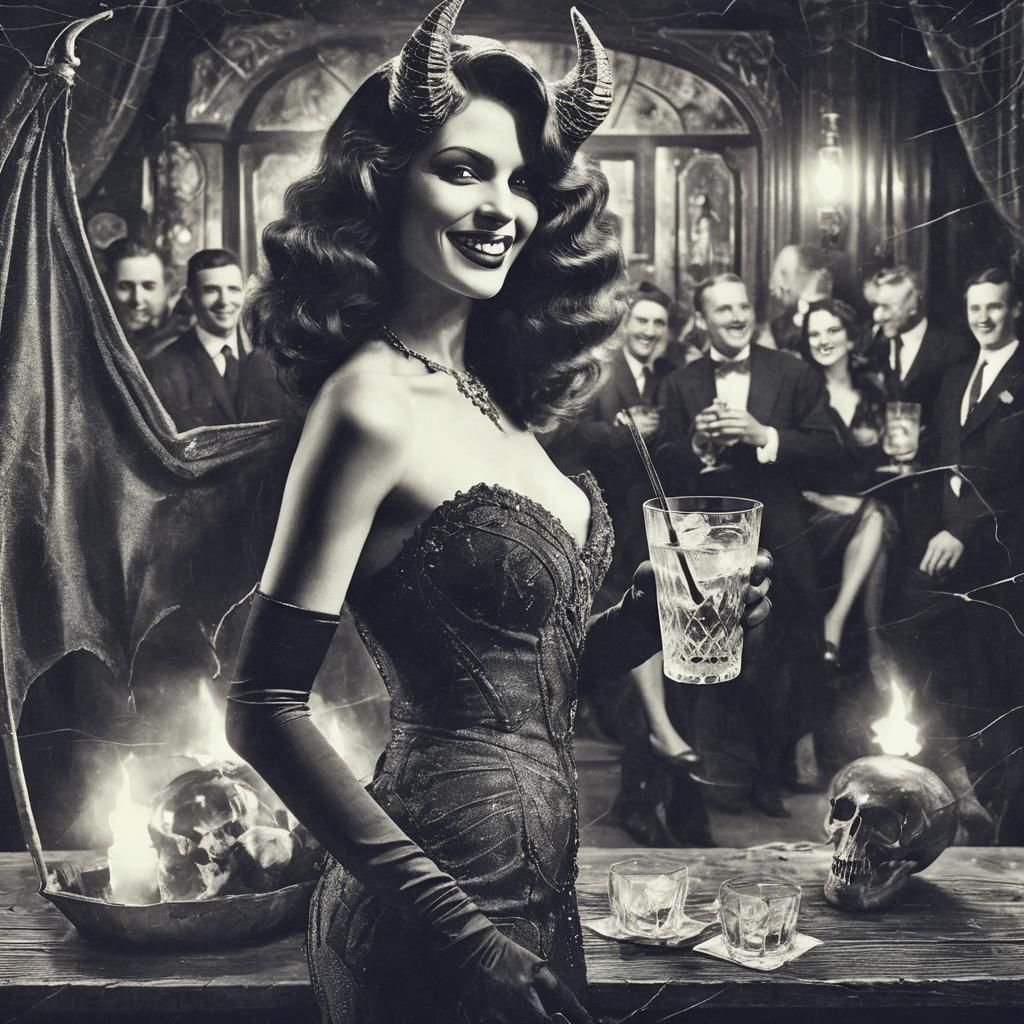 1920s Demoness in a Speakeasy: Vintage Photograph