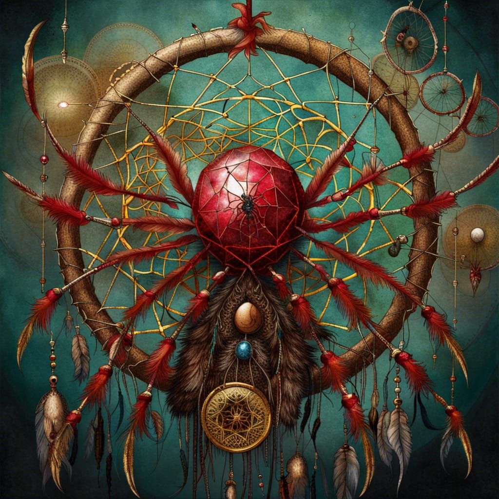 Dreamcatcher Over Ruby Spiders, Fantasycore Art