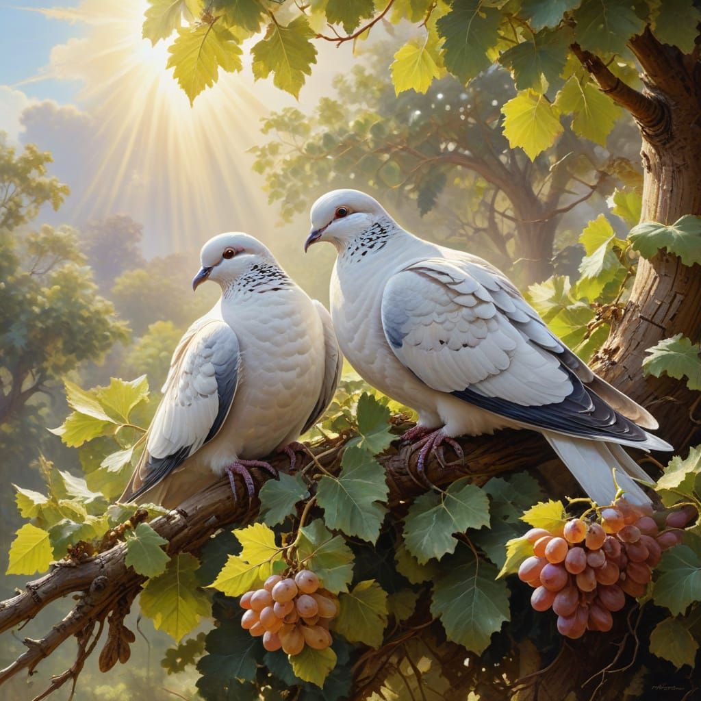 Doves on the vine