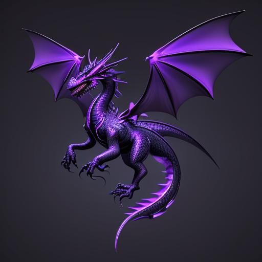 Neon Purple Dragon with Blue Wings