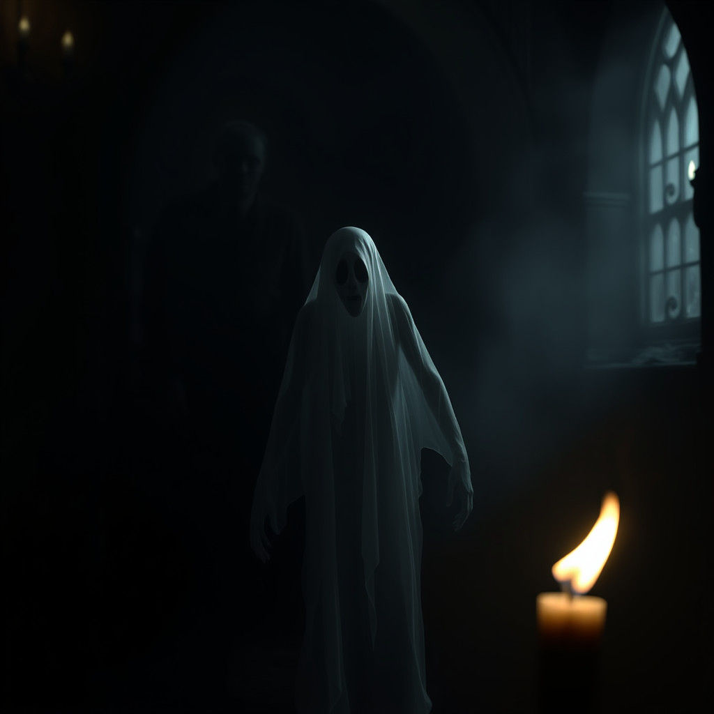 Terrified Spectral Entity in Eerie Dreamscape