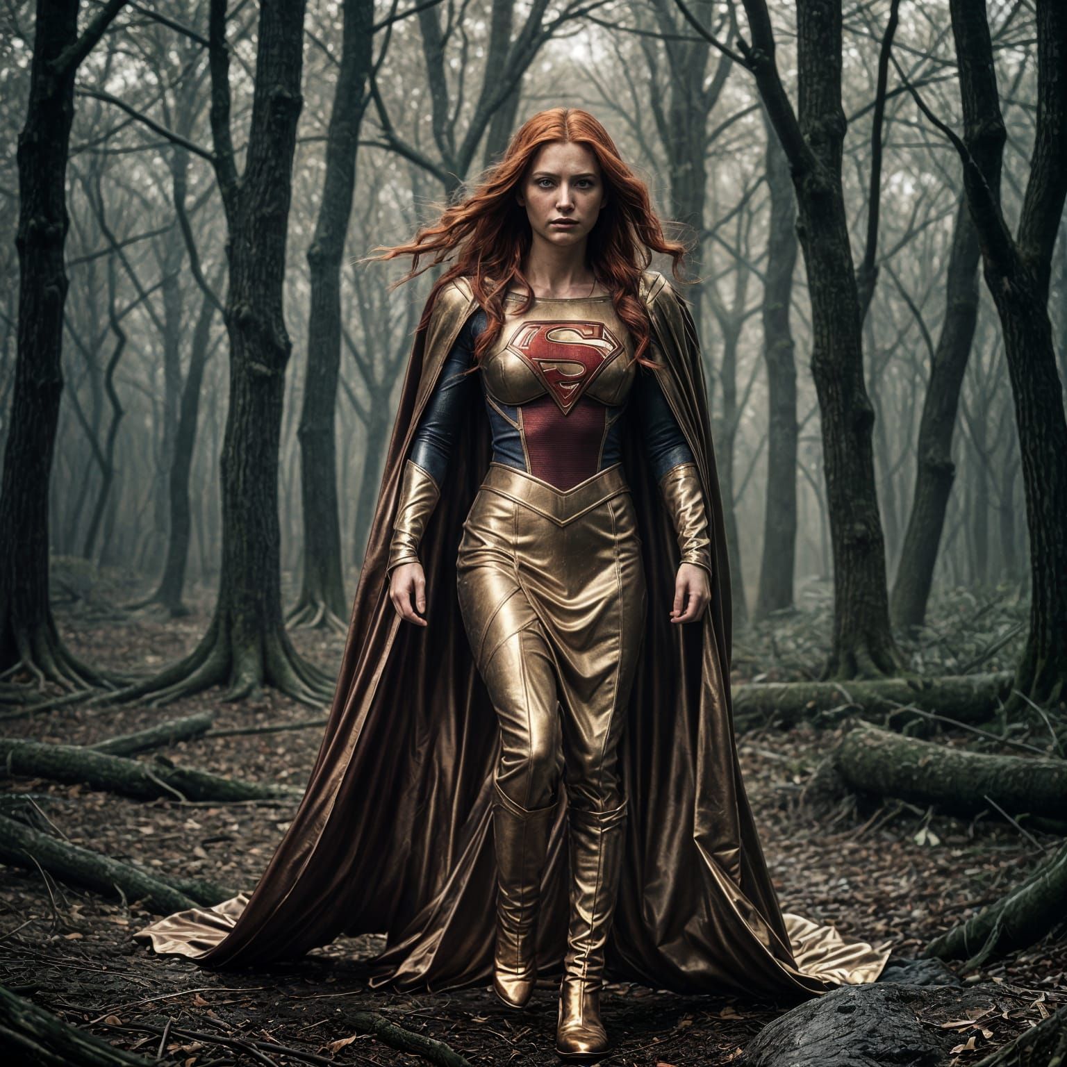 Supergirl Vampire in Creepy Woods, Cinematic Film Still