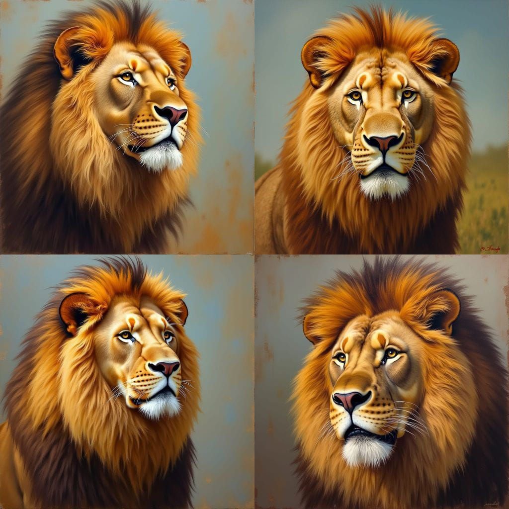 Dandy Lion in Elegant Oil Painting Style