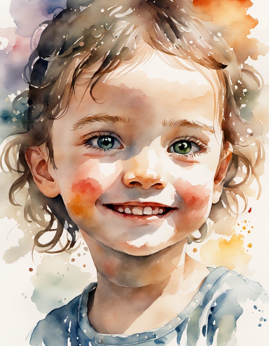 Watercolor Child with Expressive Delicacy
