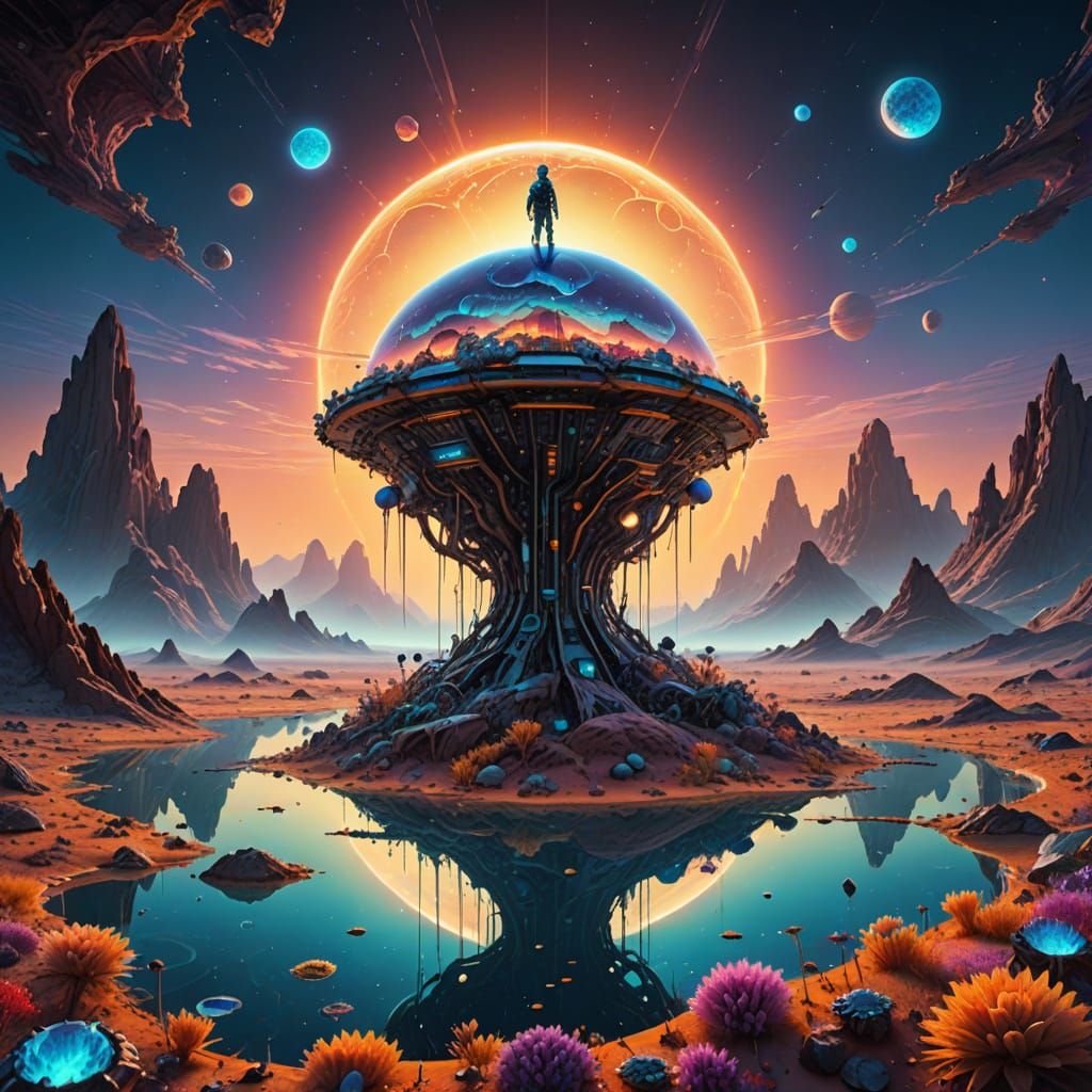 Prophet on Clockwork Island Under Binary Sunset