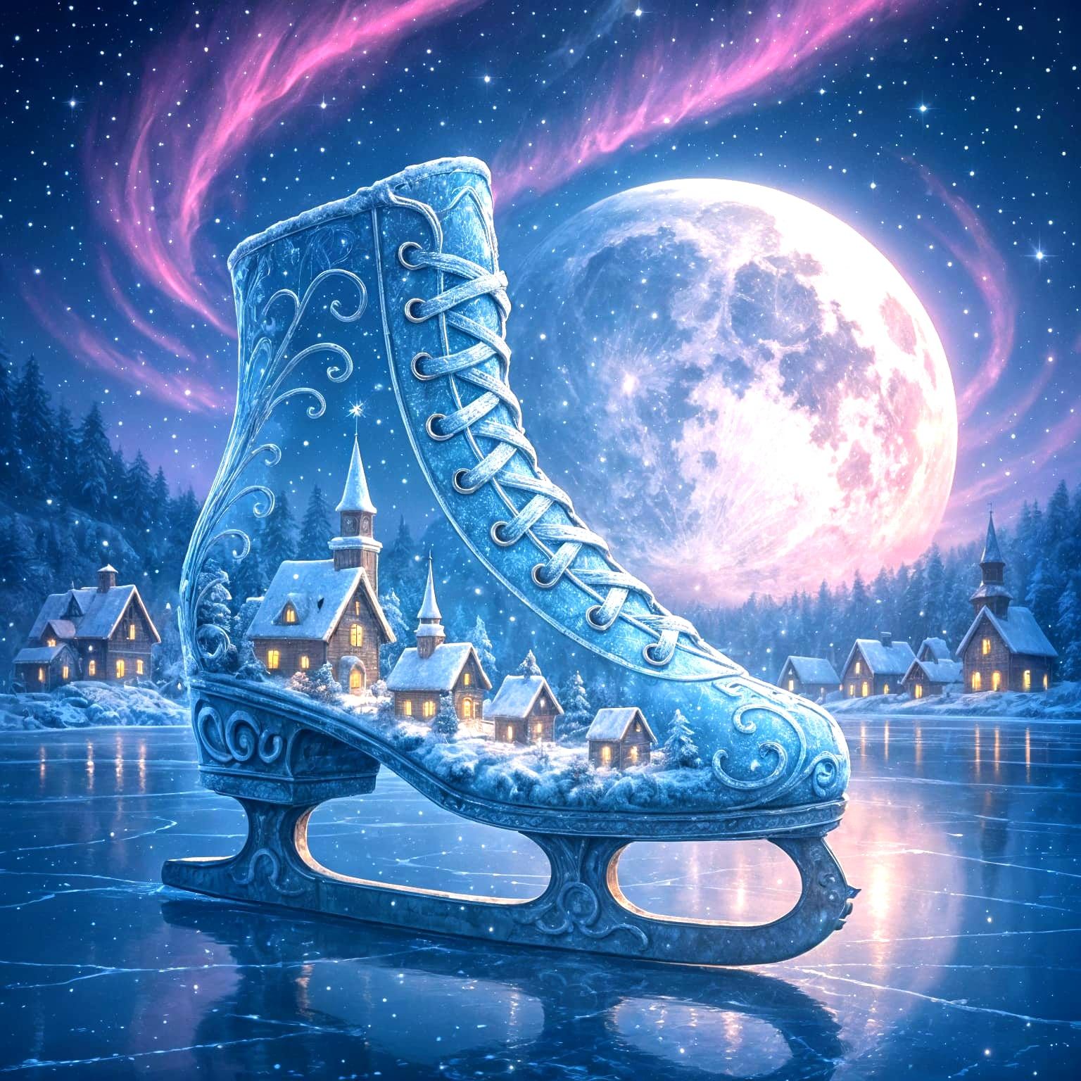 Magical Winter Village Inside an Ice Skate