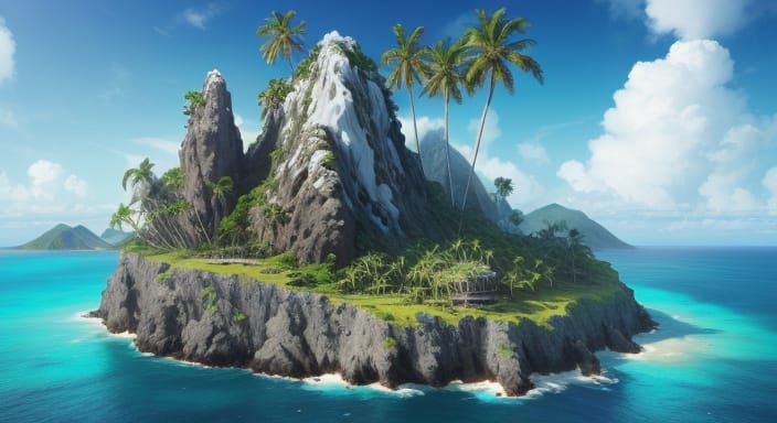 Epic Tropical Island Concept Art Digital Matte Painting