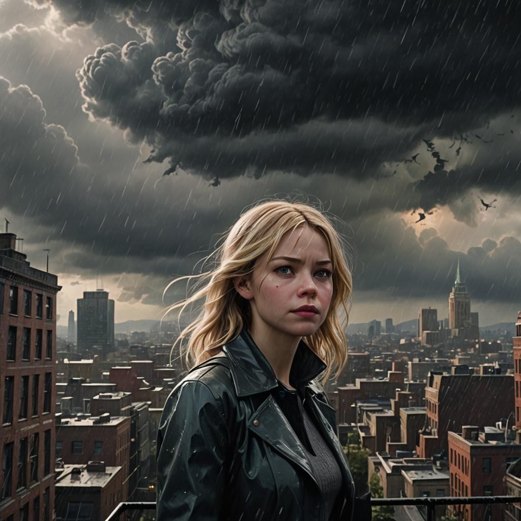 Gwen Stacy in a Cinematic Raining Scene